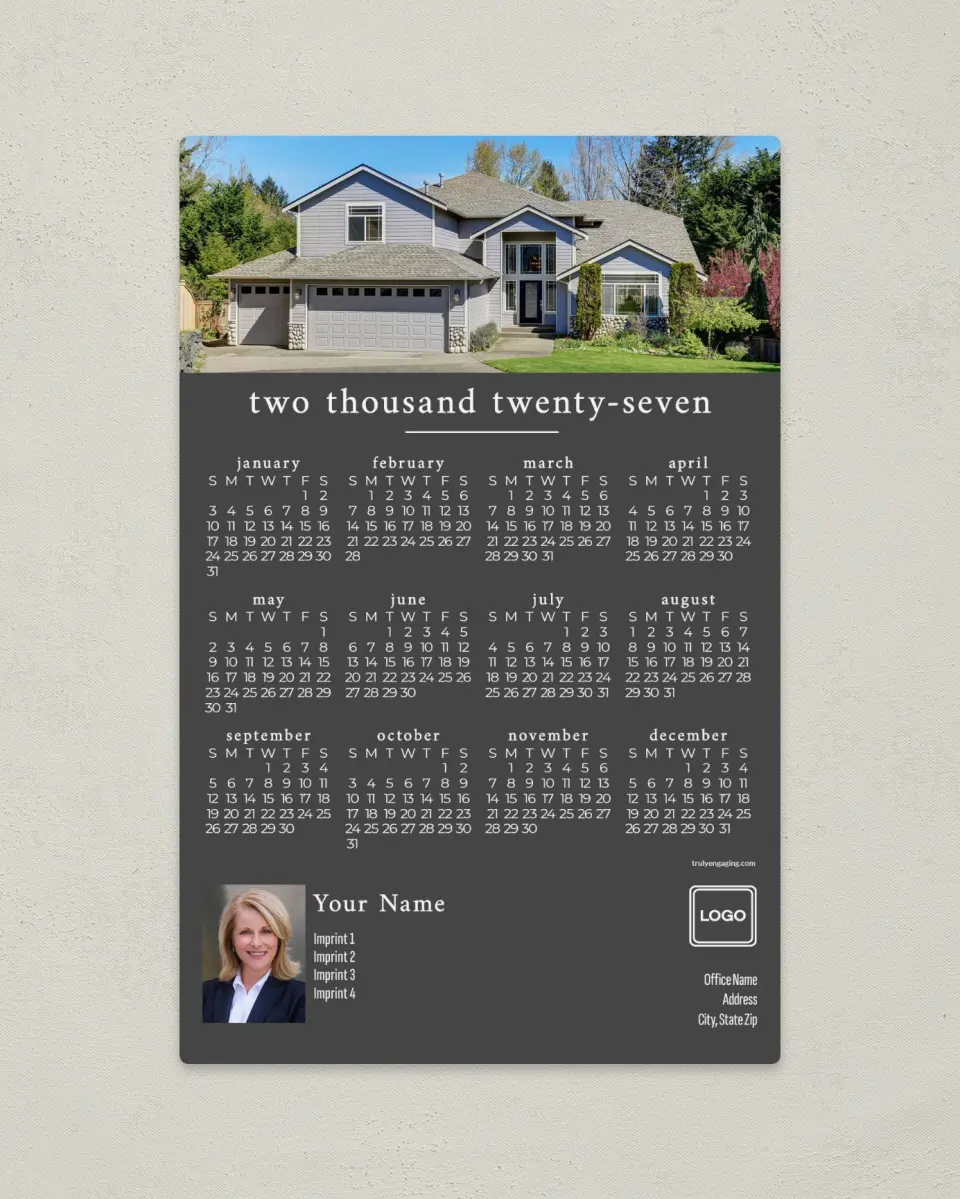 This is a 5½" x 8½" Full Magnet Calendar called Quiet Home printed in full color with a Standard Gloss finish