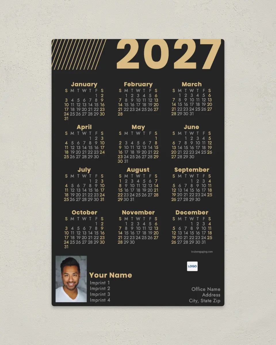 This is a 5½" x 8½" Full Magnet Calendar called Grand Year printed in full color with a Standard Gloss finish