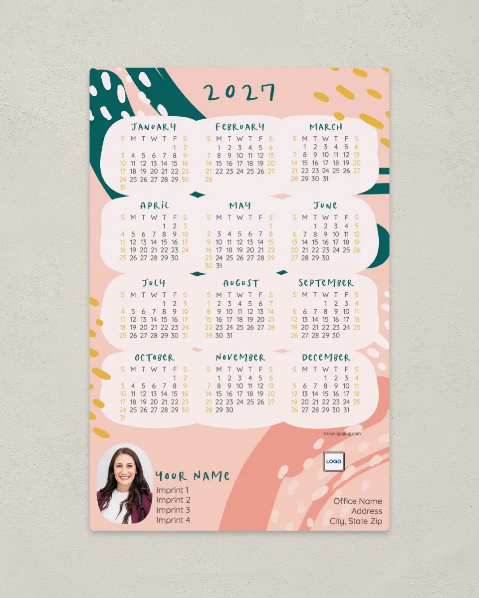 This is a 5½" x 8½" Full Magnet Calendar called Abstract Pattern printed in full color with a Standard Gloss finish