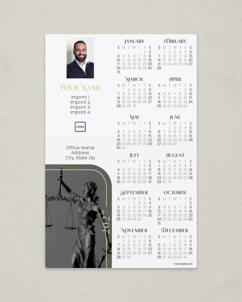 This is a 5½" x 8½" Full Magnet Calendar called In All Fairness printed in full color with a Standard Gloss finish