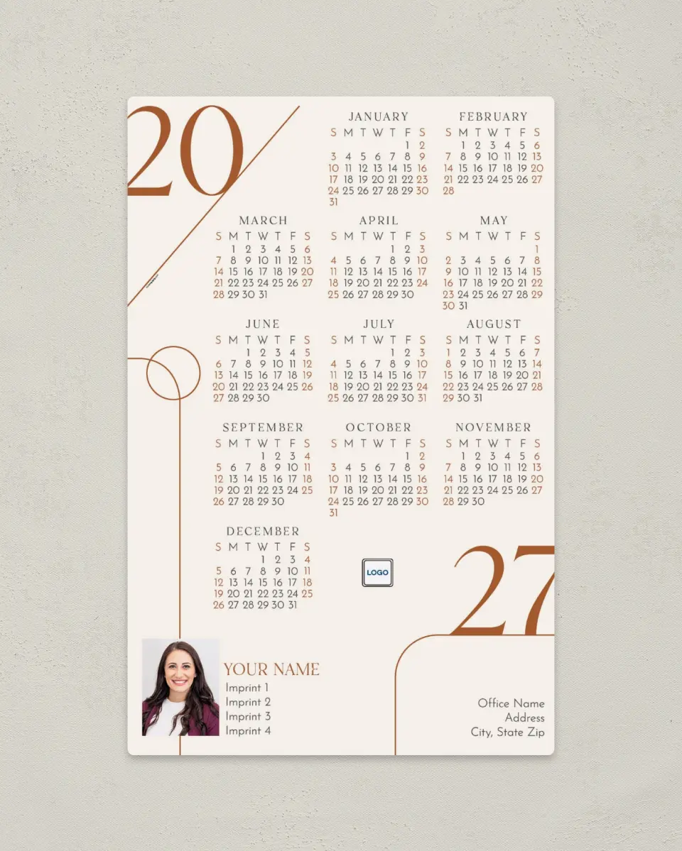 This is a 5½" x 8½" Full Magnet Calendar called Date Lined printed in full color with a Standard Gloss finish
