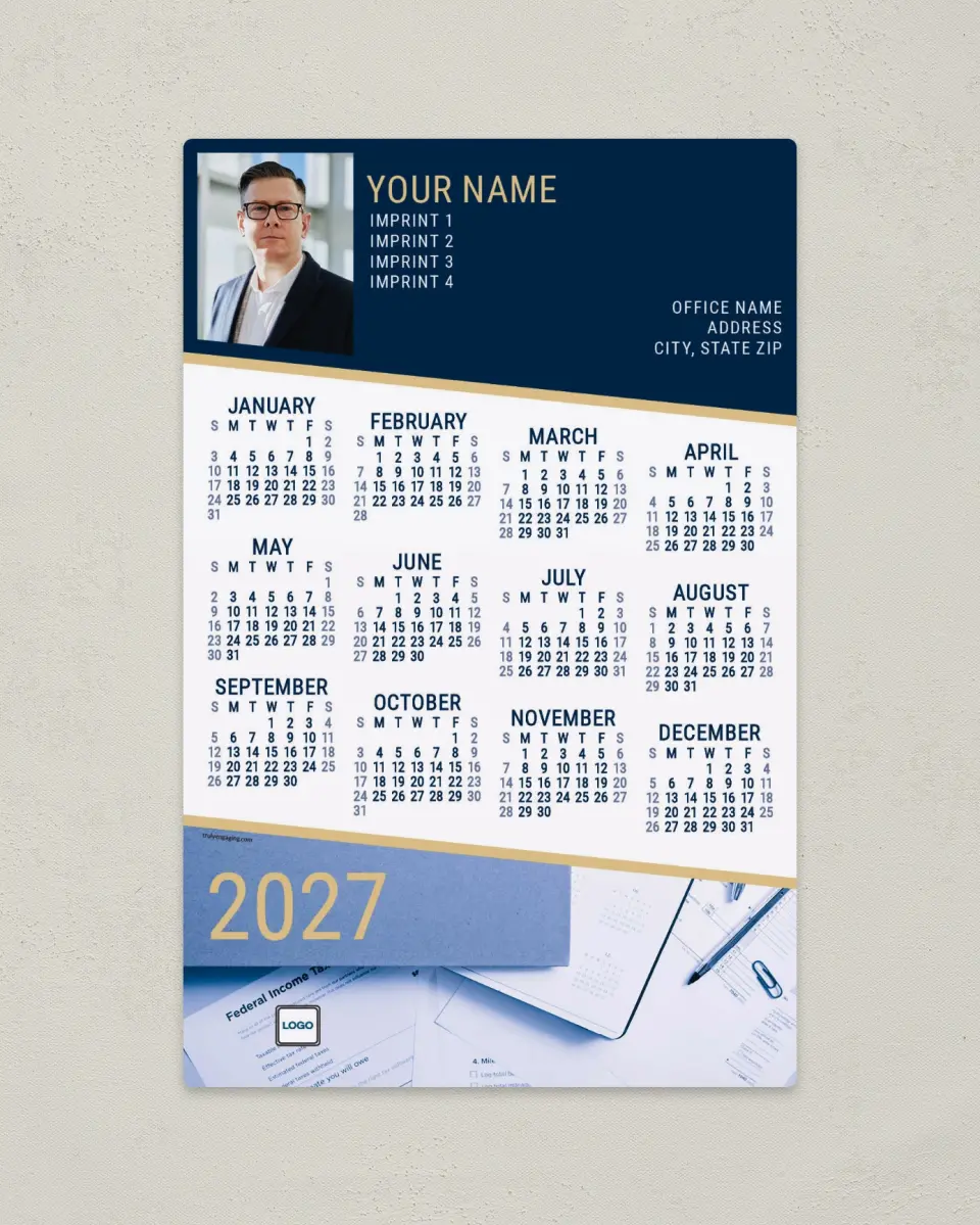 This is a 5½" x 8½" Full Magnet Calendar called Clean Plan printed in full color with Silver foil and a Soft Touch finish