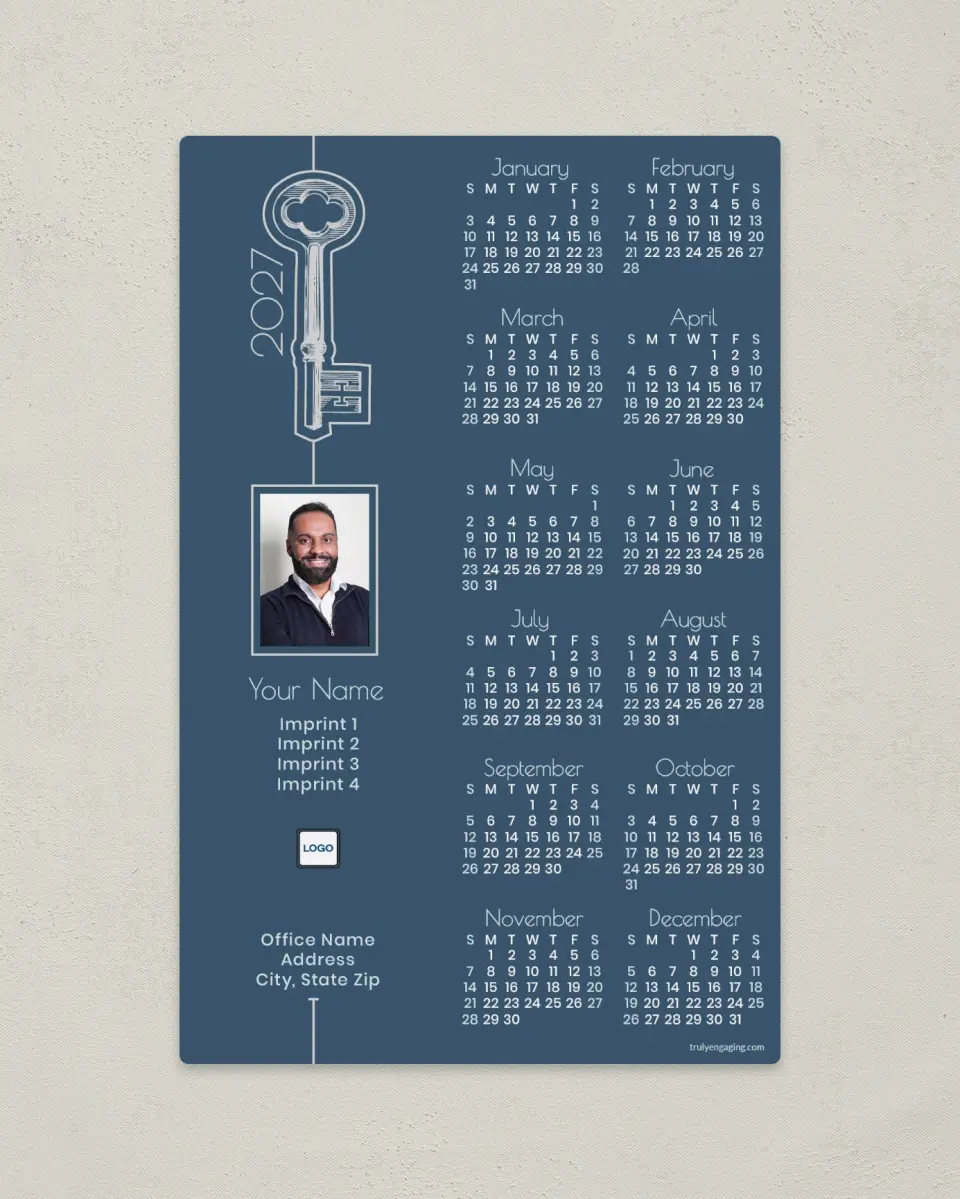 This is a 5½" x 8½" Full Magnet Calendar called Graphic Key printed in full color with a Standard Gloss finish
