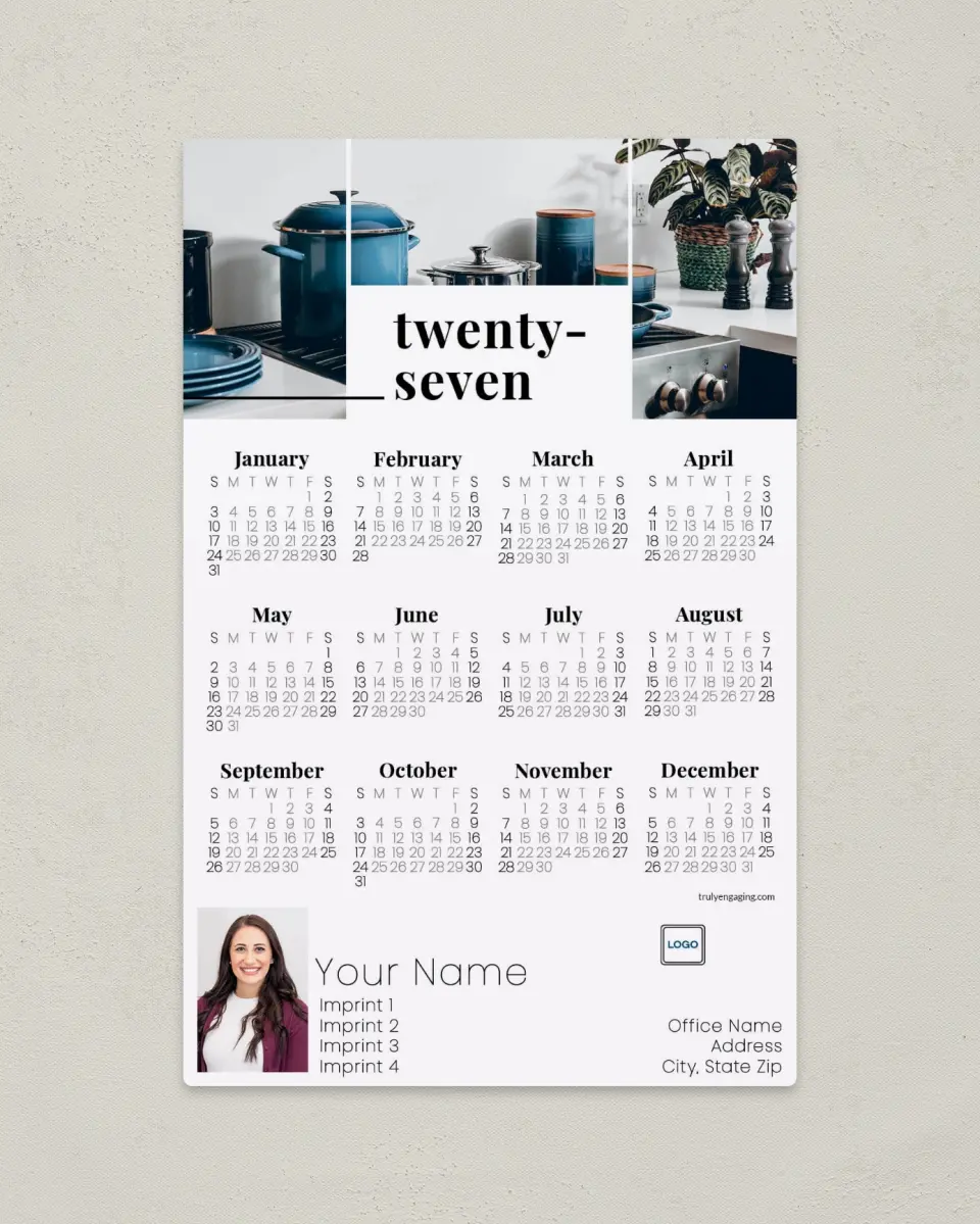 This is a 5½" x 8½" Full Magnet Calendar called Pretty Pots printed in full color with a Standard Gloss finish