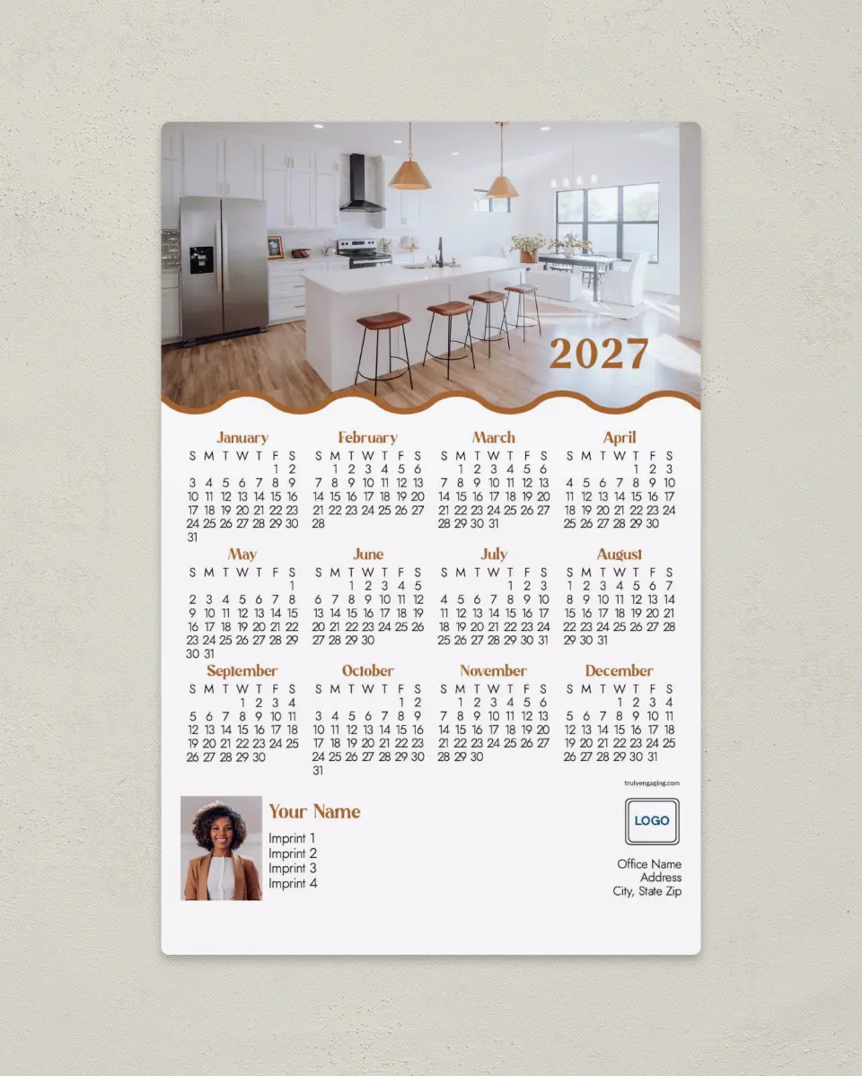 This is a 5½" x 8½" Full Magnet Calendar called Wavy Kitchen printed in full color with a Standard Gloss finish
