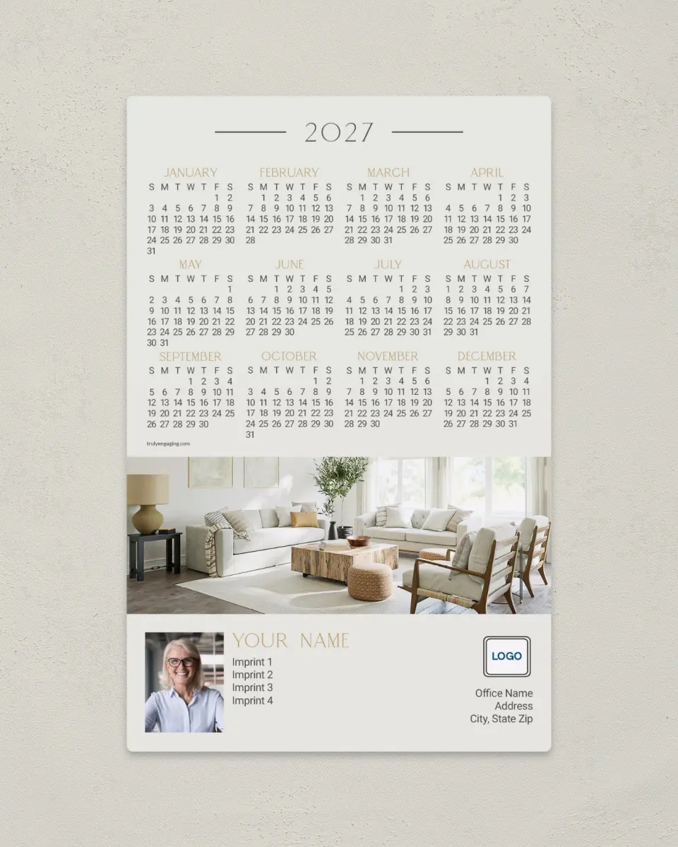 This is a 5½" x 8½" Full Magnet Calendar called Clean Living printed in full color with a Standard Gloss finish