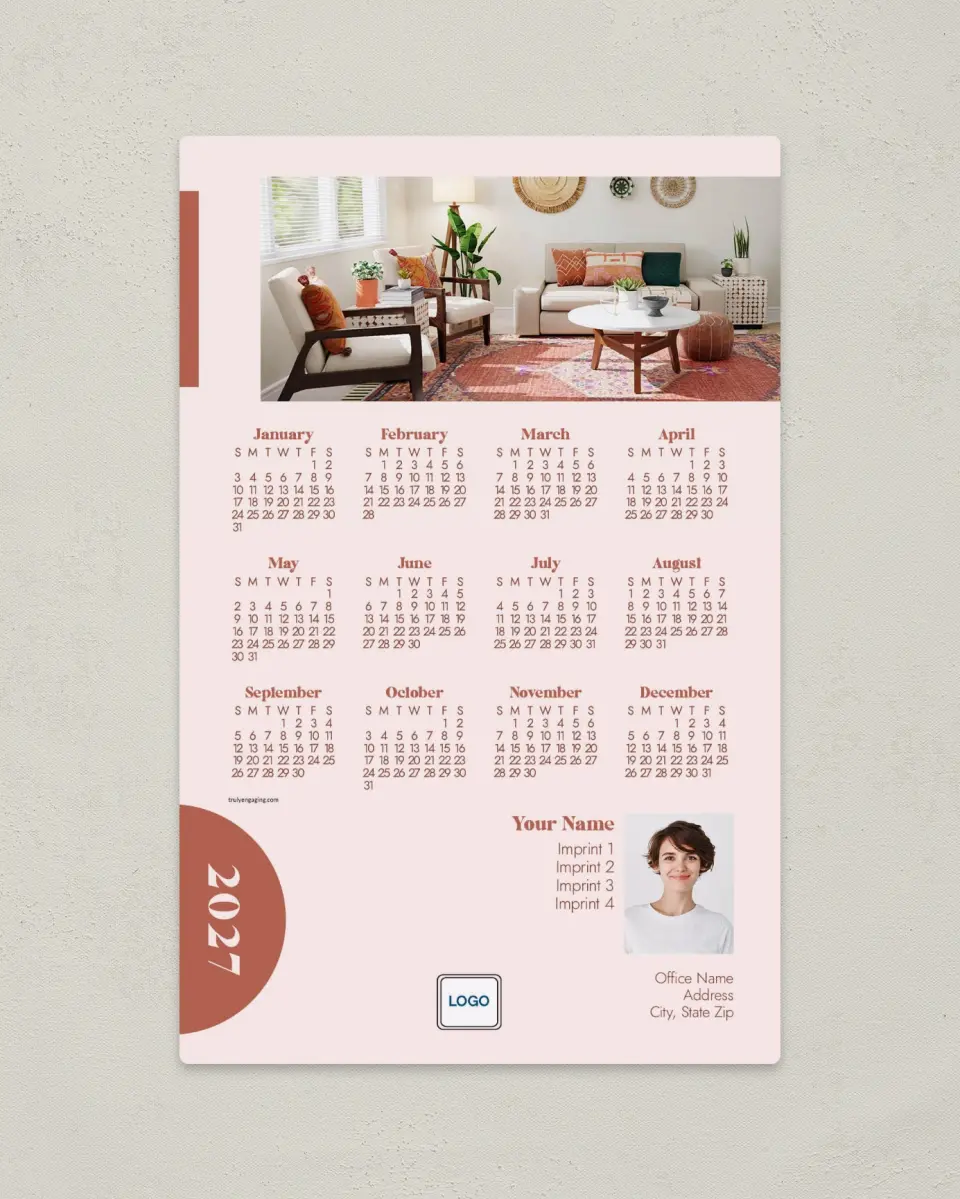 This is a 5½" x 8½" Full Magnet Calendar called Boho Shapes printed in full color with a Standard Gloss finish