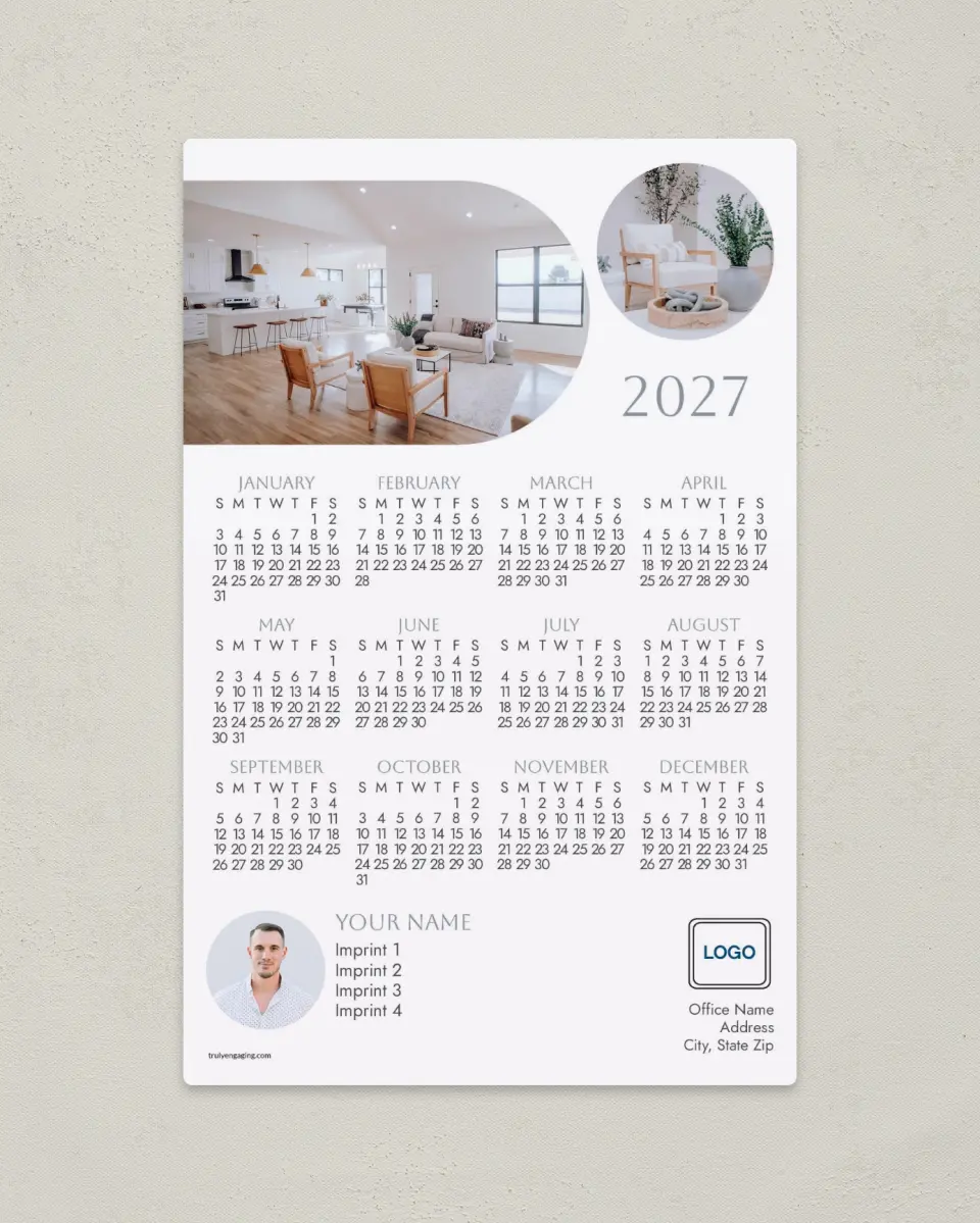 This is a 5½" x 8½" Full Magnet Calendar called Shapely Home printed in full color with a Standard Gloss finish