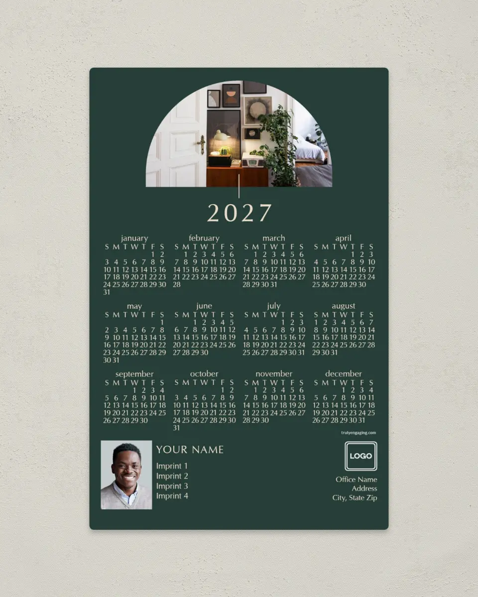 This is a 5½" x 8½" Full Magnet Calendar called Home Arch printed in full color with a Standard Gloss finish
