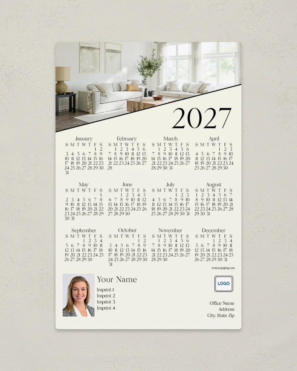 This is a 5½" x 8½" Full Magnet Calendar called Diagonal Dates printed in full color with a Standard Gloss finish