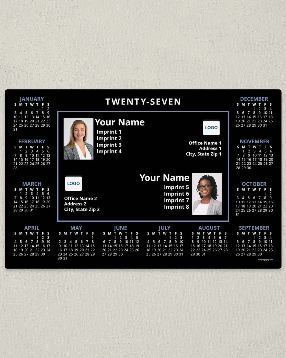 This is a 5½" x 8½" Full Magnet Calendar called Clean Collab printed in full color with a Standard Gloss finish