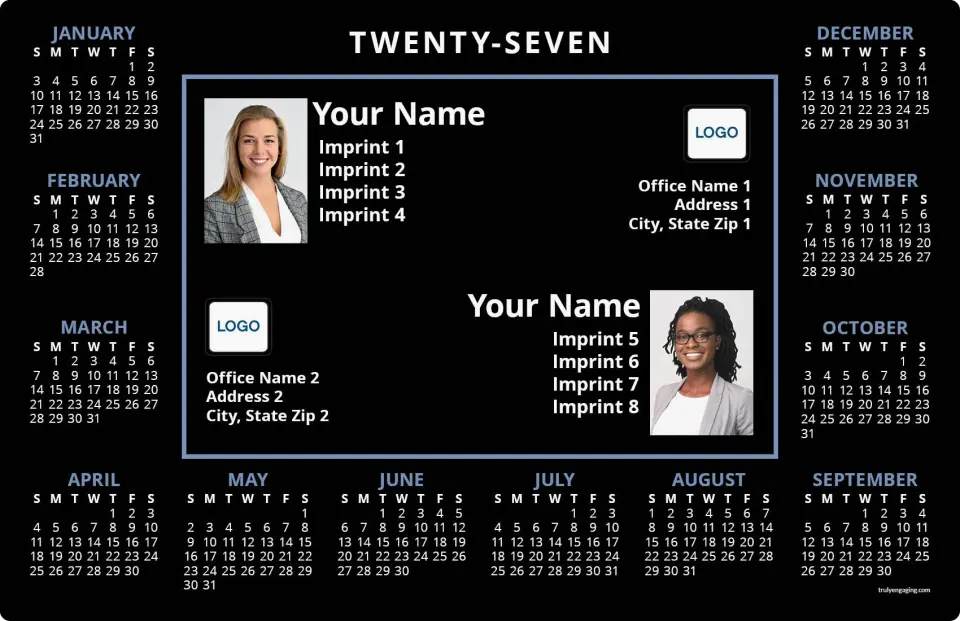This is a 5½" x 8½" Full Magnet Calendar called Clean Collab printed in full color with Silver foil and a Soft Touch finish