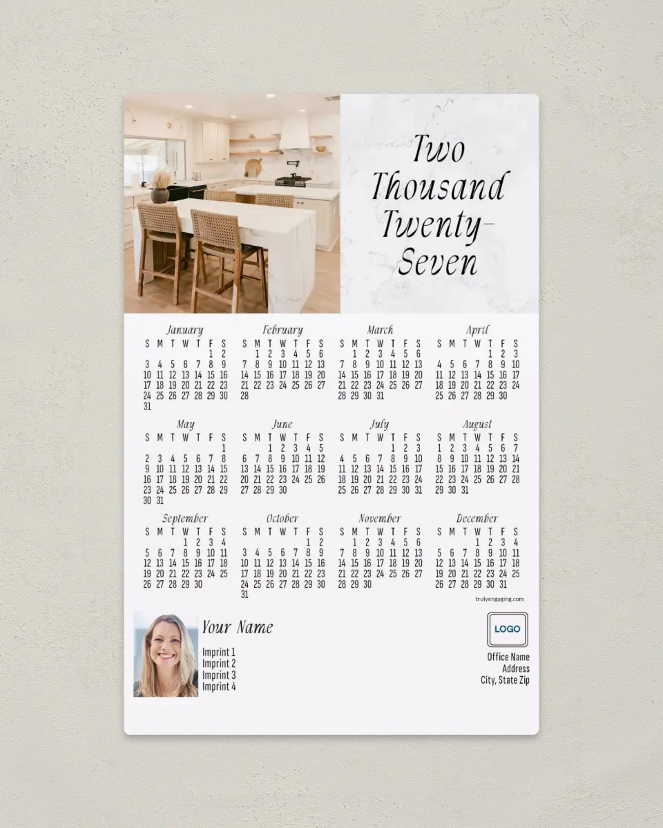 This is a 5½" x 8½" Full Magnet Calendar called Home Dining printed in full color with a Standard Gloss finish