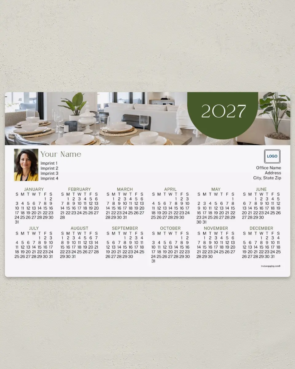 This is a 5½" x 8½" Full Magnet Calendar called Kitchen Table Reflections printed in full color with a Standard Gloss finish