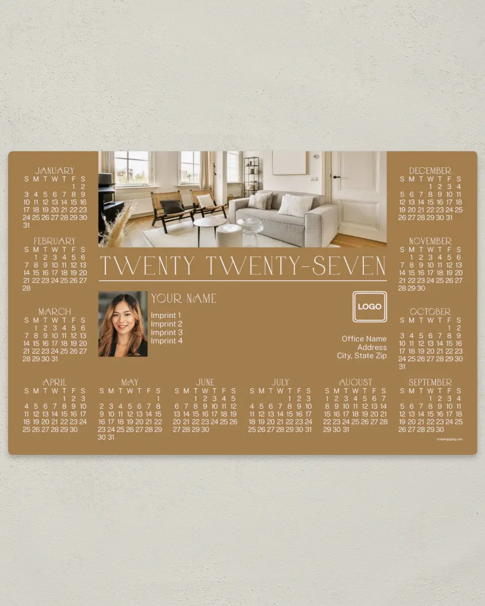 This is a 5½" x 8½" Full Magnet Calendar called Cozy Living printed in full color with a Standard Gloss finish