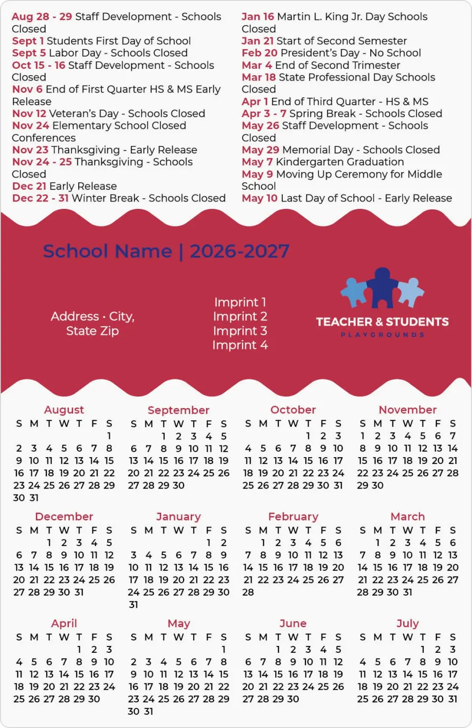 This is a 5½" x 8½" School Calendar Magnet called Knowledge is Power printed in full color