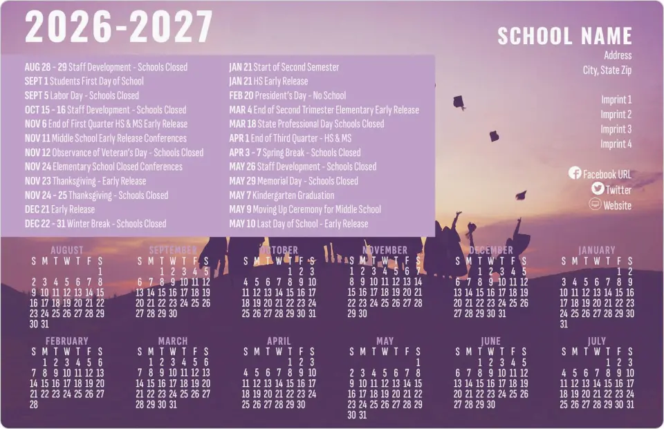This is a 5½" x 8½" School Calendar Magnet called Getting Ready For Grad printed in full color