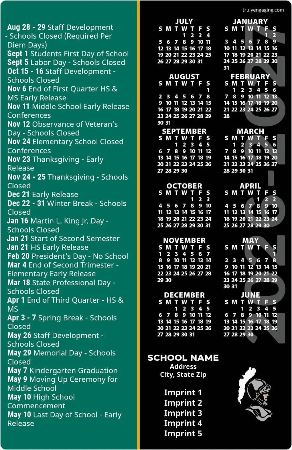 This is a 5½" x 8½" School Calendar Magnet called Academic Agenda printed in full color