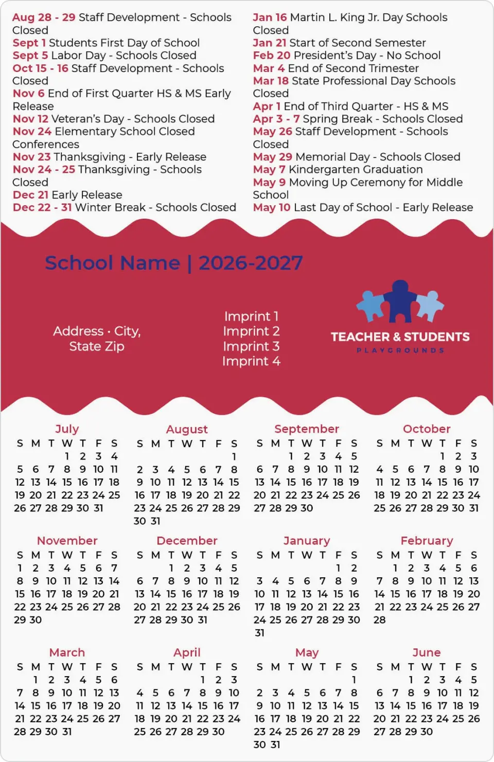 This is a 5½" x 8½" School Calendar Magnet called Knowledge is Power printed in full color