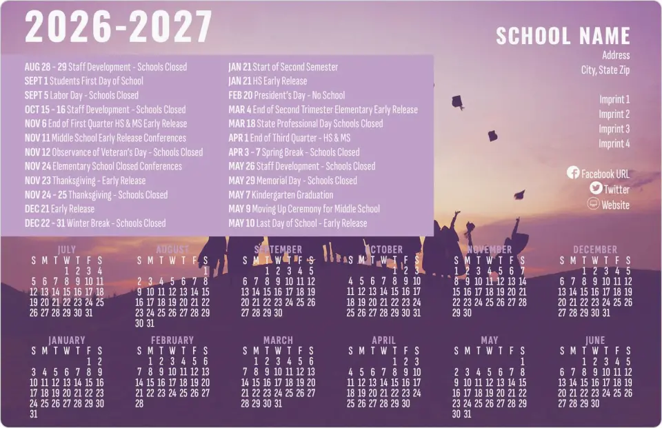 This is a 5½" x 8½" School Calendar Magnet called Getting Ready For Grad printed in full color