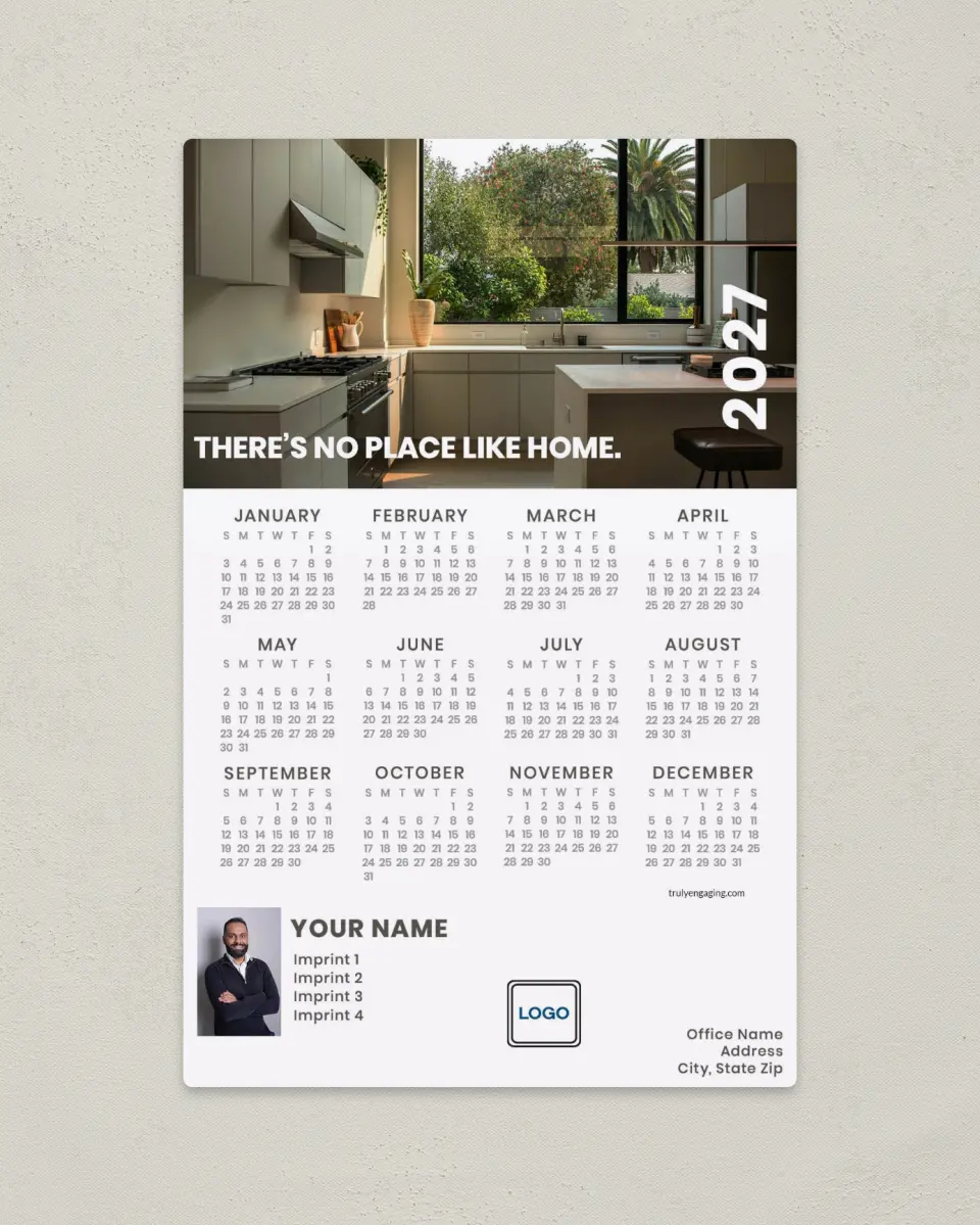 This is a 5½" x 8½" Full Magnet Calendar called No Place Like Home printed in full color with a Standard Gloss finish