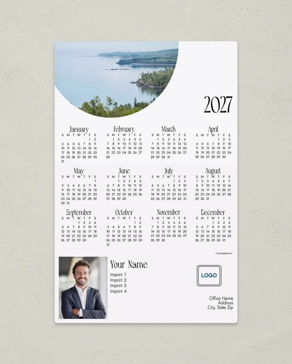 This is a 5½" x 8½" Full Magnet Calendar called Great Lake printed in full color with a Standard Gloss finish