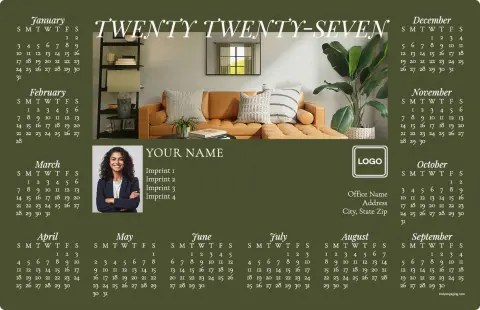 This is a 5½" x 8½" Full Magnet Calendar called Sage Living printed in full color with a Standard Gloss finish