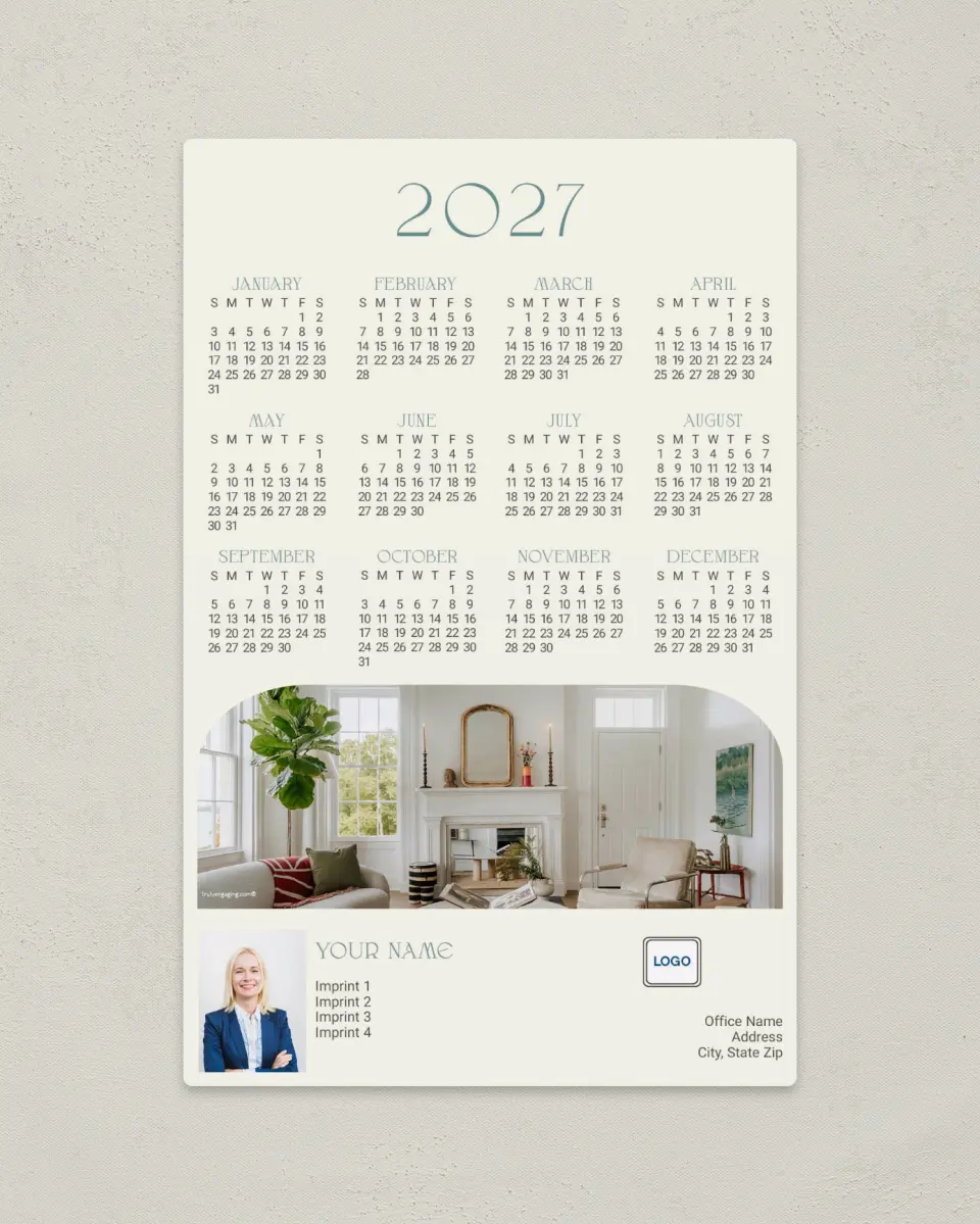 This is a 5½" x 8½" Full Magnet Calendar called Gold Arch printed in full color with a Standard Gloss finish
