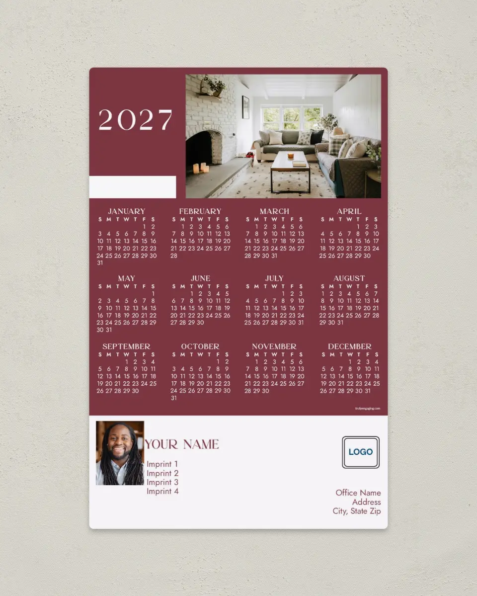 This is a 5½" x 8½" Full Magnet Calendar called Perfect Place printed in full color with a Standard Gloss finish