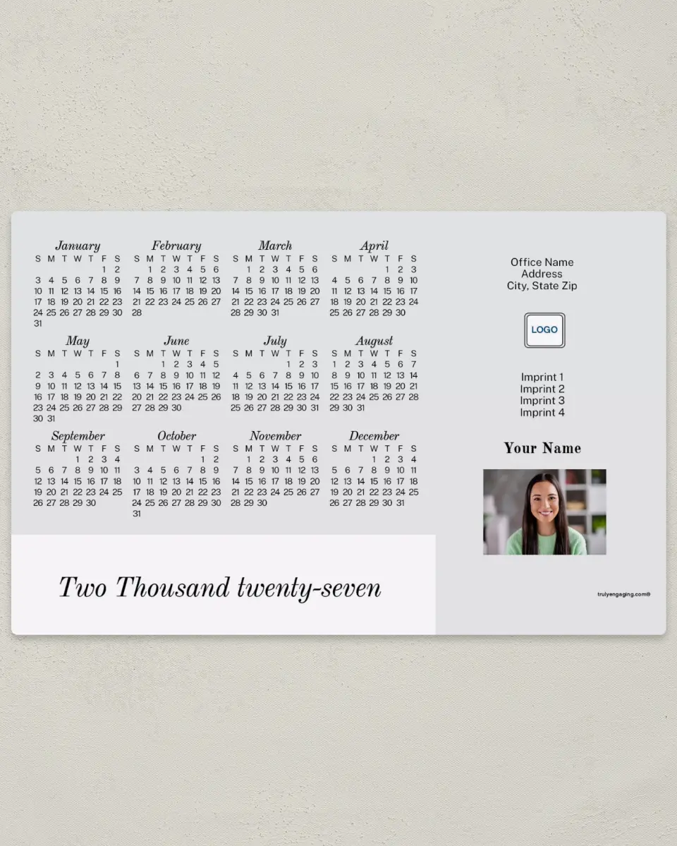 This is a 5½" x 8½" Full Magnet Calendar called Pure Bliss printed in full color with a Standard Gloss finish