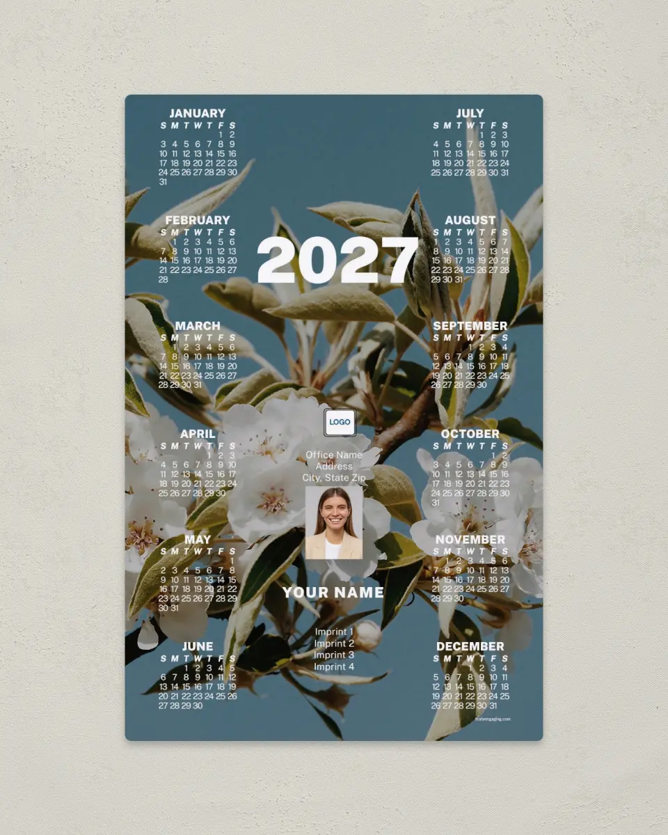 This is a 5½" x 8½" Full Magnet Calendar called Sweet Bloom printed in full color with a Standard Gloss finish
