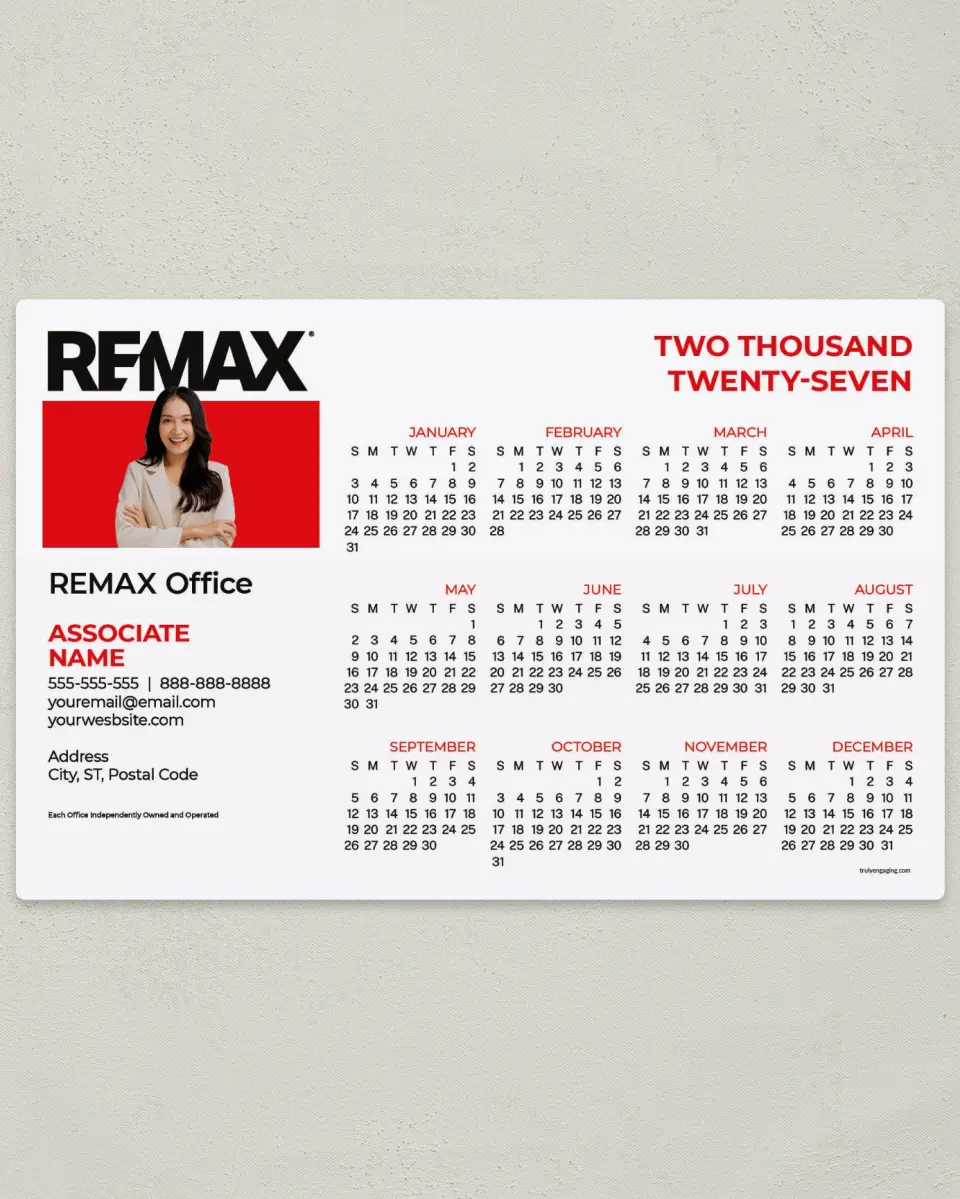 This is a 5½" x 8½" REMAX Calendar called REMAX Stand-Out Agent printed in full color with a Standard Gloss finish