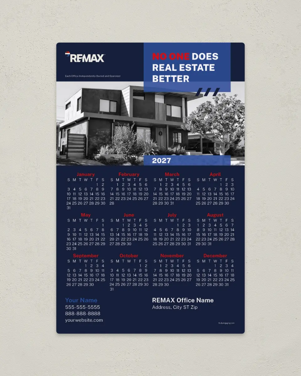 This is a 5½" x 8½" REMAX Calendar called REMAX No One Better printed in full color with a Standard Gloss finish