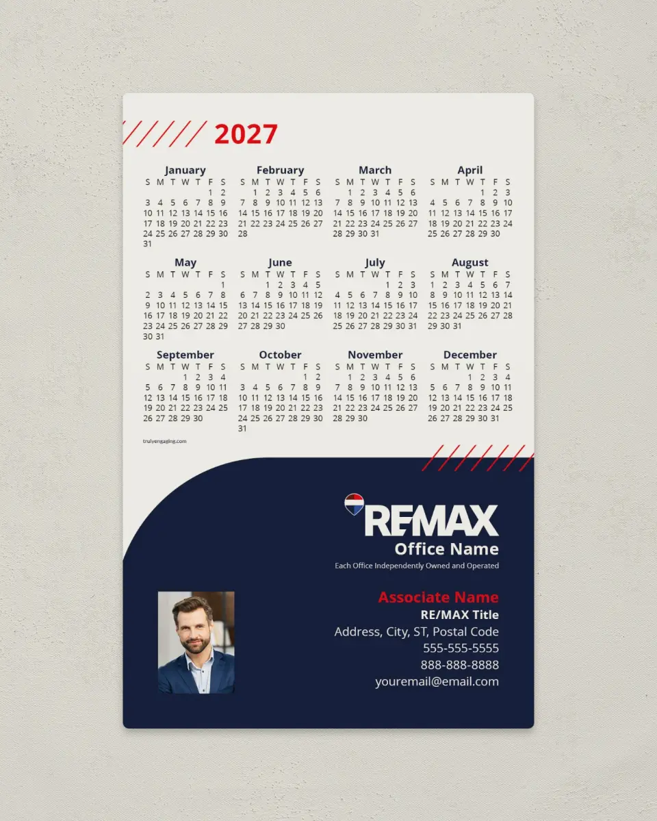This is a 5½" x 8½" REMAX Calendar called REMAX Arched Agent printed in full color with a Standard Gloss finish