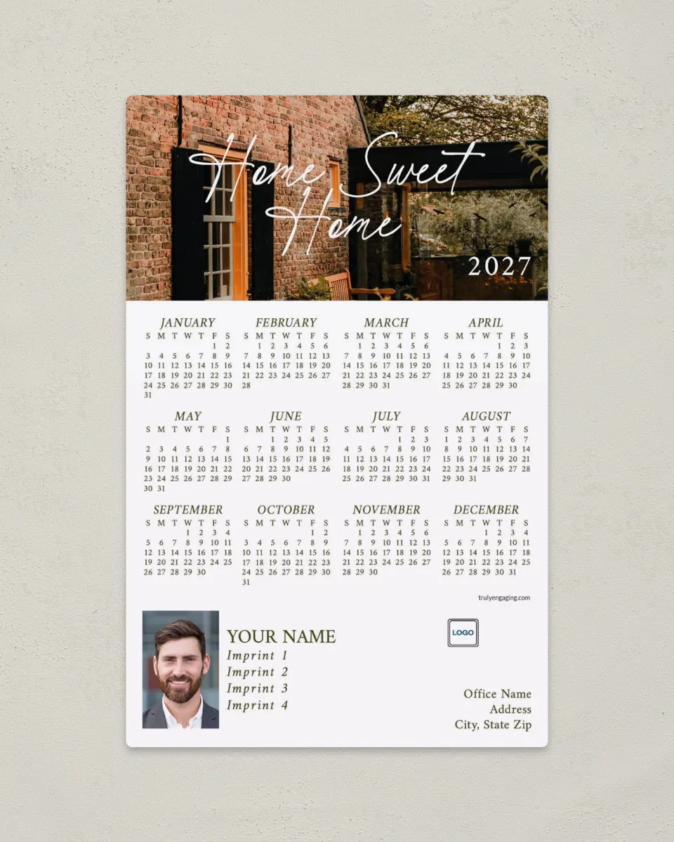 This is a 5½" x 8½" Full Magnet Calendar called Day By Day printed in full color with Gold foil and a Soft Touch finish