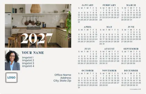 This is a 5½" x 8½" Full Magnet Calendar called Home Base printed in full color with a Standard Gloss finish