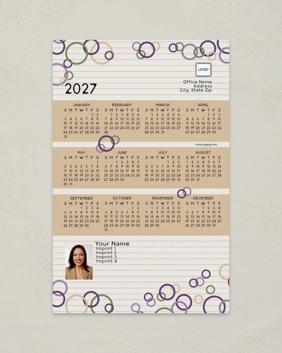 This is a 5½" x 8½" Full Magnet Calendar called Spot On printed in full color with a Standard Gloss finish