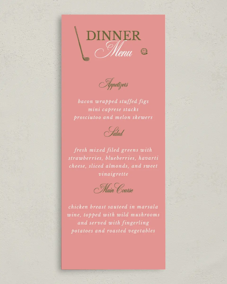 This is a 3⅝" x 8⅞" Bachelorette Party Thank You Card called Last Swing printed in full color on Premium Smooth paper
