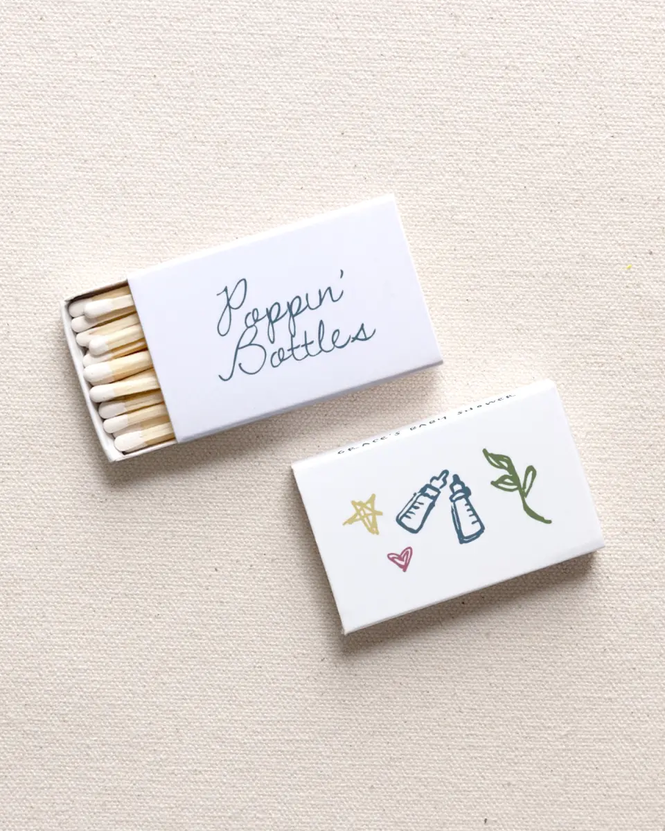 This is a 2.25" x 1.409" x .4" Wedding Matche called Dainty Delight printed in full color with Gold foil