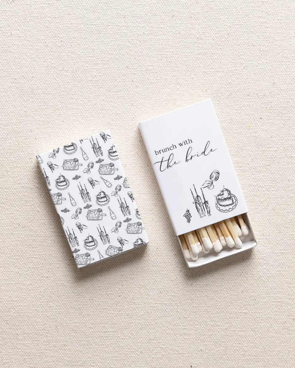 This is a 2.25" x 1.409" x .4" Wedding Matche called Stay a While printed in full color with Gold foil