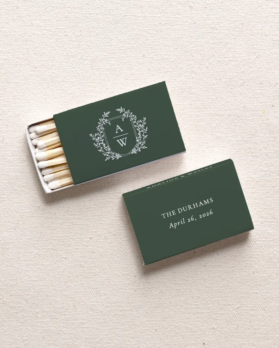 This is a 2.25" x 1.409" x .4" Wedding Matche called The Adaline printed in full color