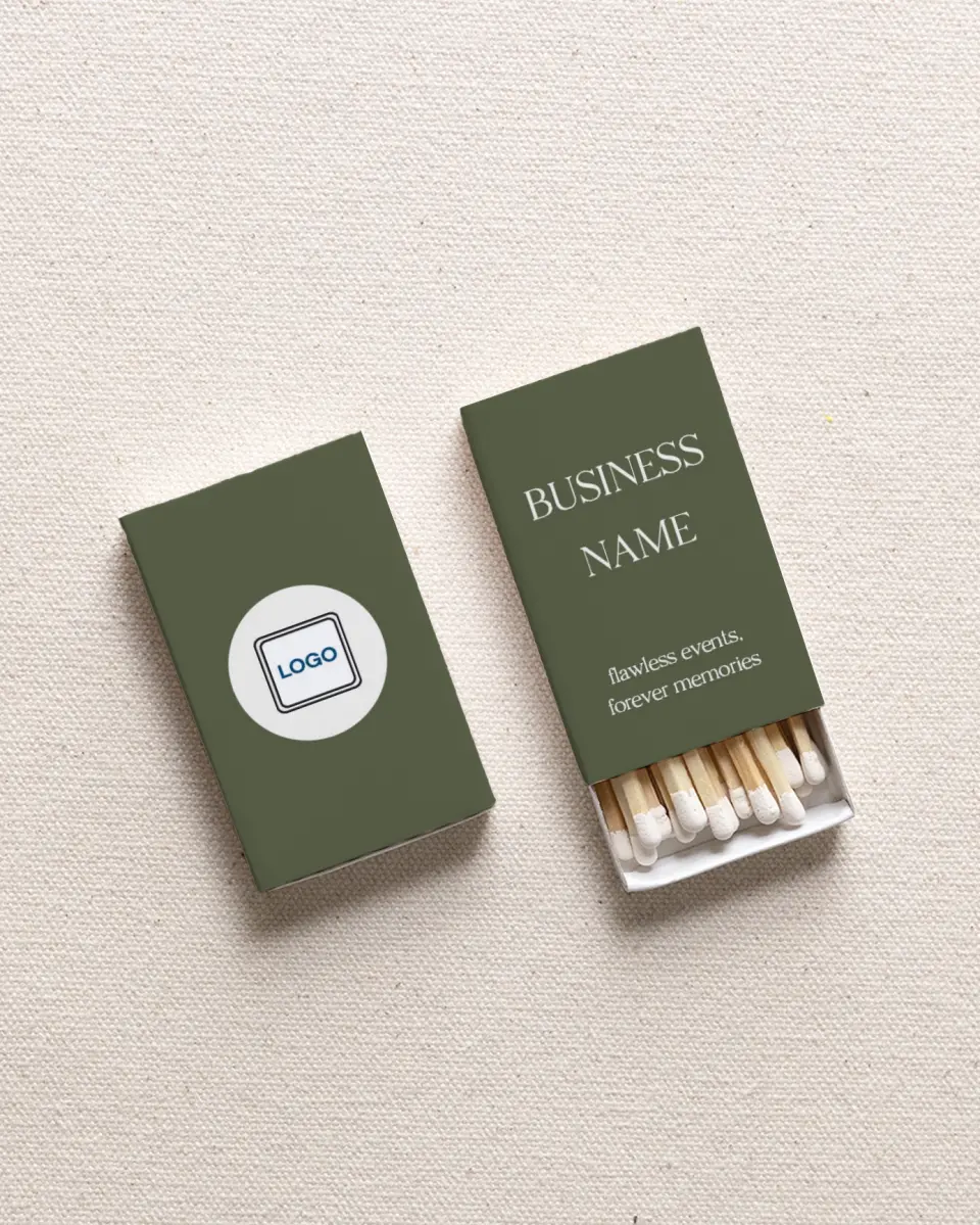 This is a 2.25" x 1.409" x .4" Business Matche called Refined Approach printed in full color