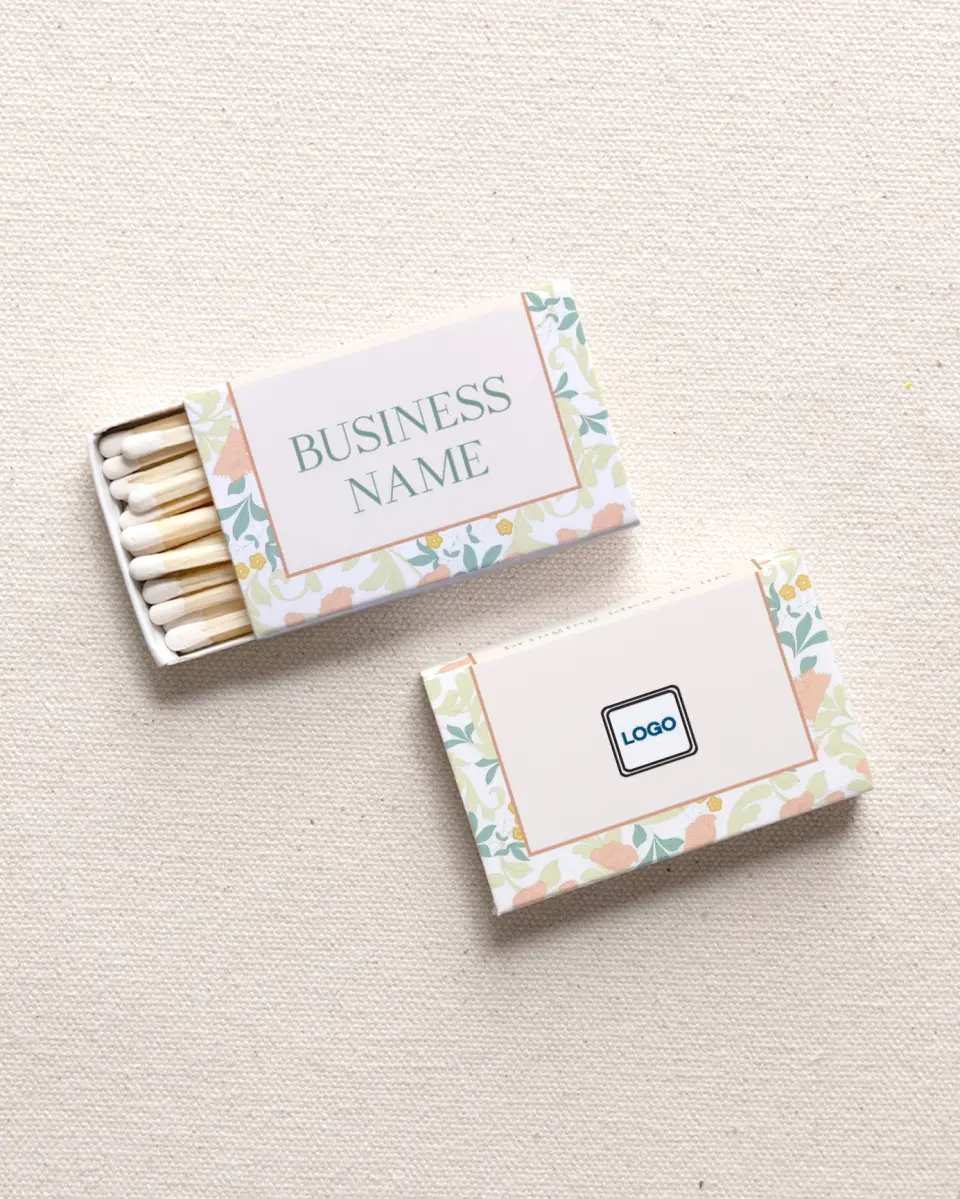 This is a 2.25" x 1.409" x .4" Business Matche called Ornate Charm printed in full color
