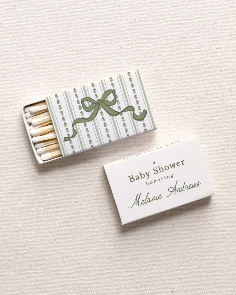 This is a 2.25" x 1.409" x .4" Wedding Matche called Coquette Darling printed in full color with Gold foil