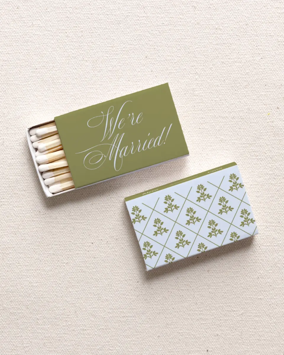 This is a 2.25" x 1.409" x .4" Wedding Matche called Signature Vows printed in full color