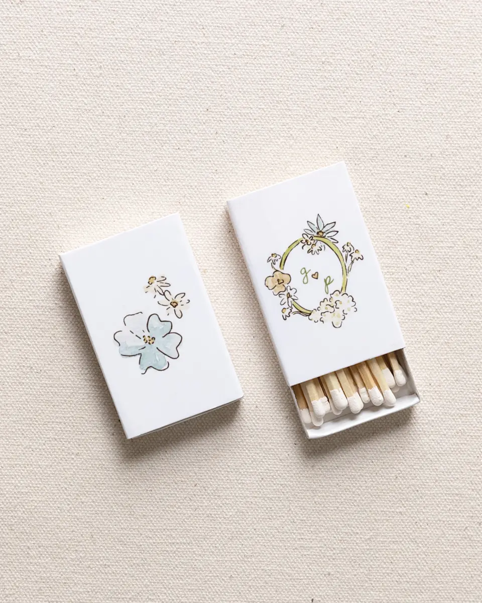 This is a 2.25" x 1.409" x .4" Wedding Matche called Soft Garden Vows printed in full color