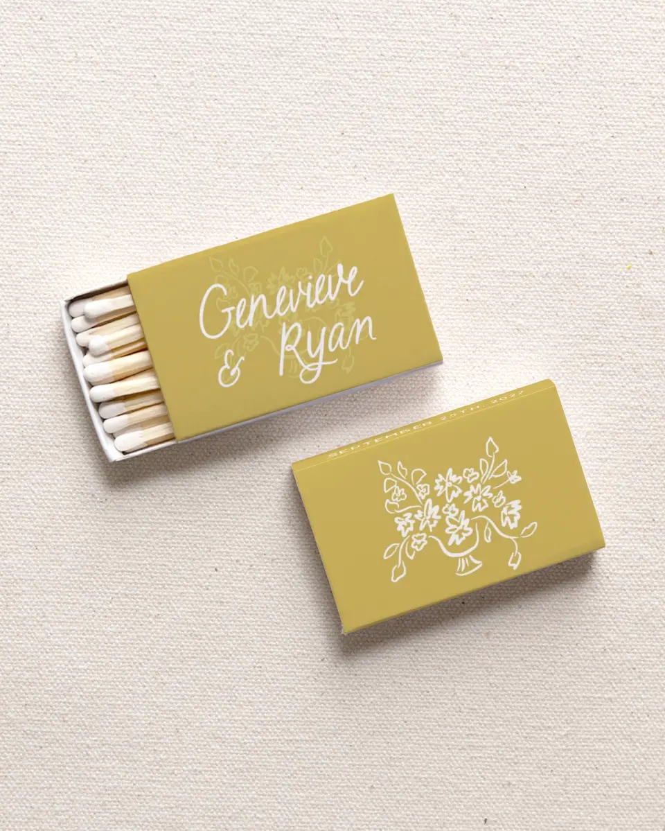 This is a 2.25" x 1.409" x .4" Wedding Matche called Lovely Florals printed in full color