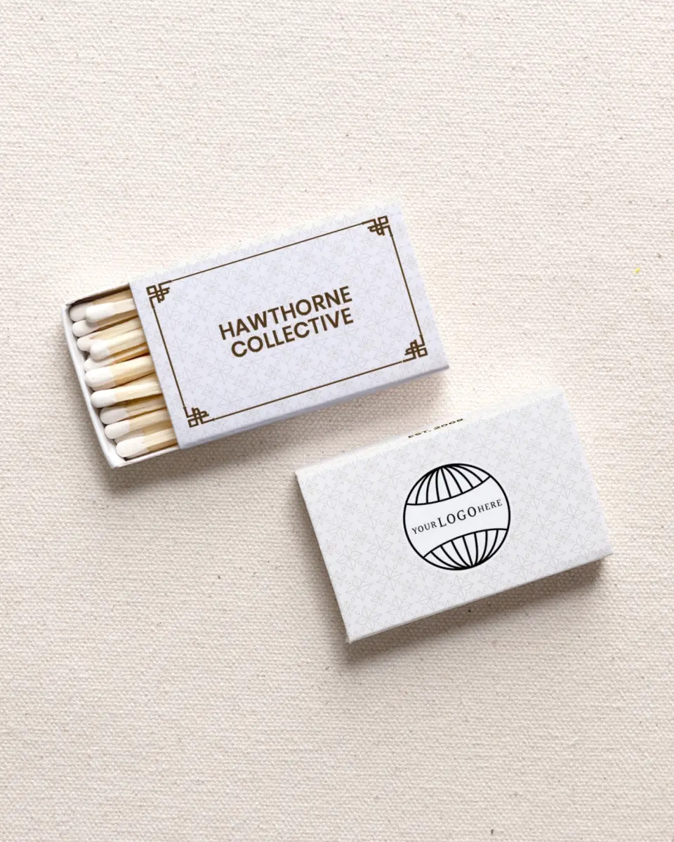 This is a 2.25" x 1.409" x .4" Business Matche called Hawthorne Collective printed in full color