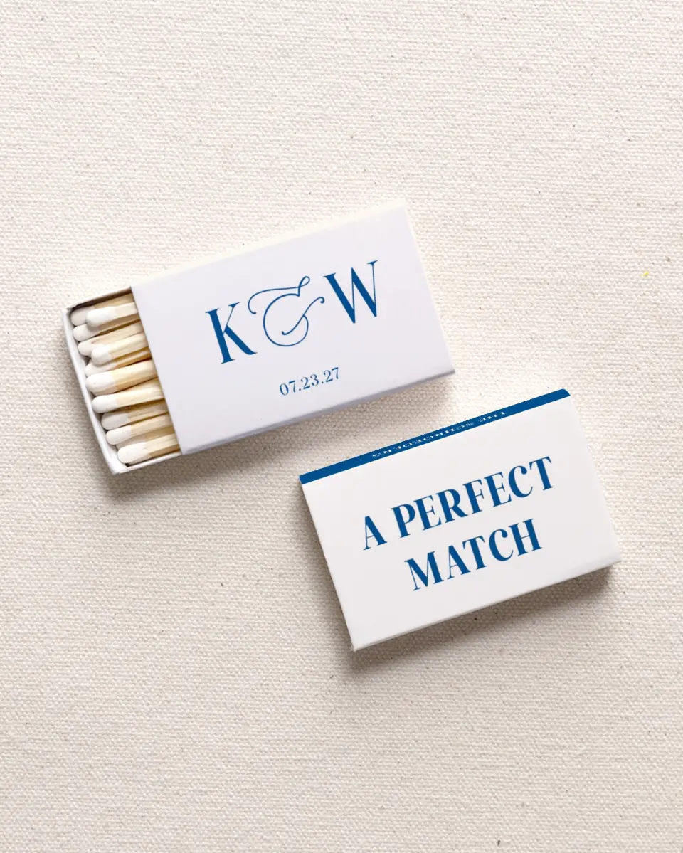 This is a 2.25" x 1.409" x .4" Wedding Matche called Made to Match printed in full color with Gold foil