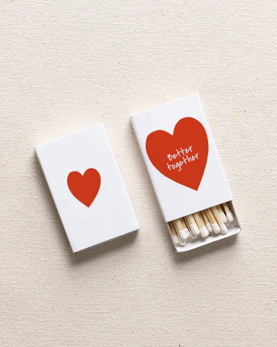 This is a 2.25" x 1.409" x .4" Wedding Matche called Better Together printed in full color with Rose Gold foil